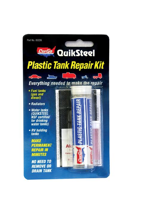 Solving leakage problems with the help of the Blue Magic 6522KTRI Quiksteel Plastic Tank Repair Kit